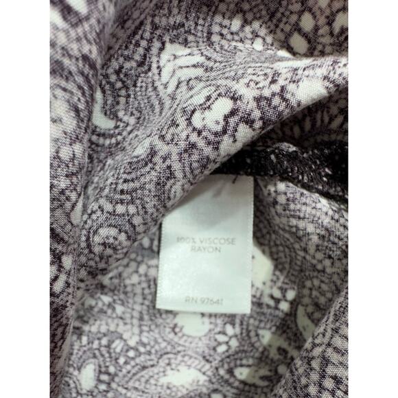 PureJill by J Jill Blouse Top Size Small Dark Plum Floral Notch Neck Pleated - Picture 4 of 9